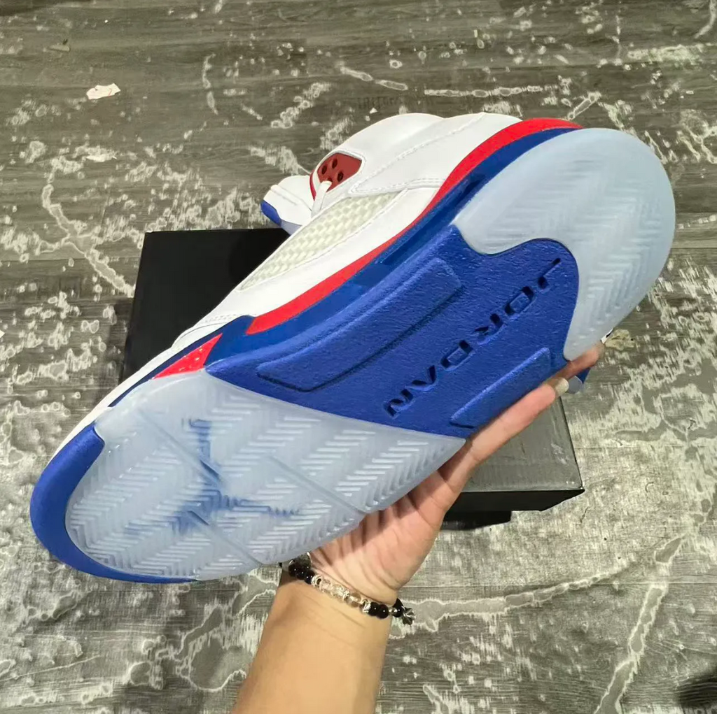 Air Jordan 5 White Blue Red Shoes Sneaker