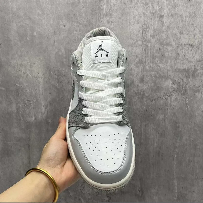 Air Jordan 1 Low PRM Grey Elephant Print Shoes Sneakers