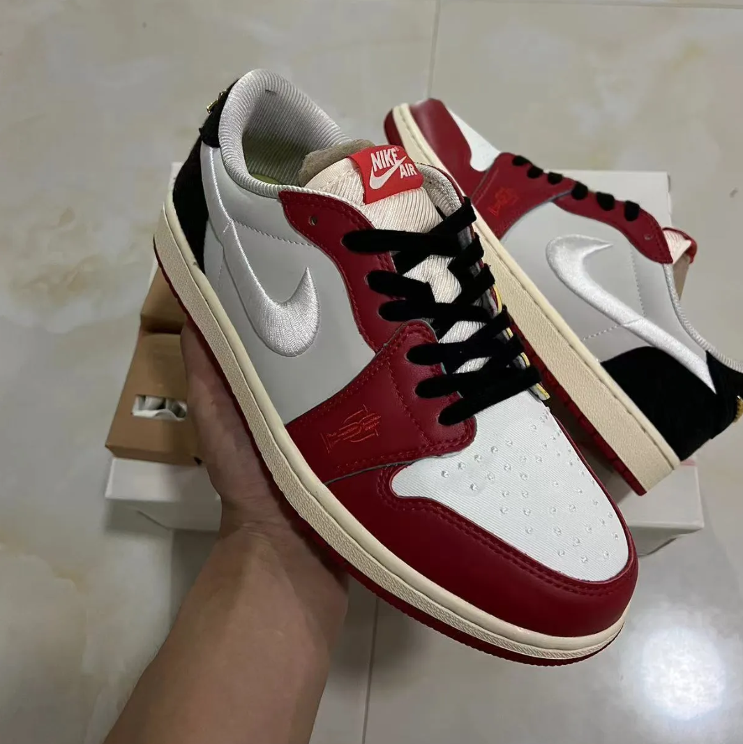 Trophy Room x Air Jordan 1 Low OG (White Swoosh) Shoes Sneakers