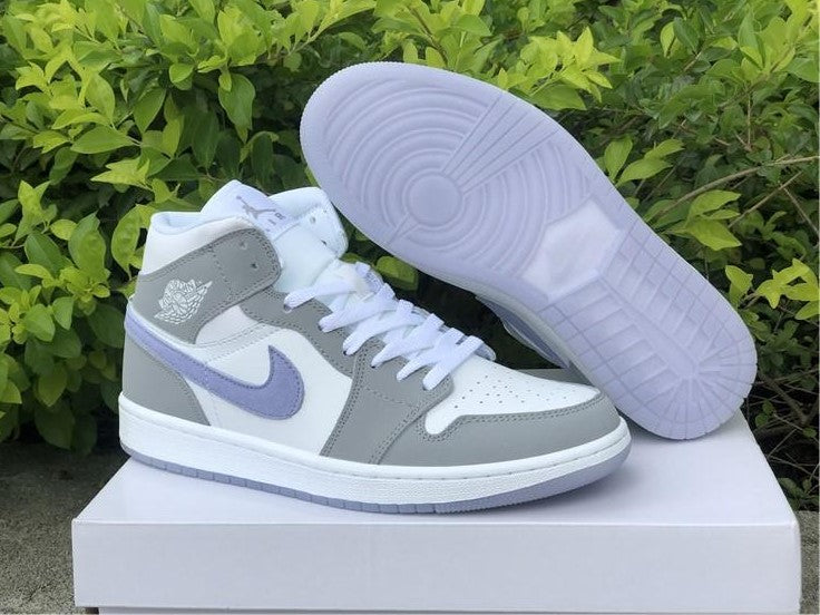 Air Jordan 1 Mid Wolf Grey Aluminum Shoes Sneakers