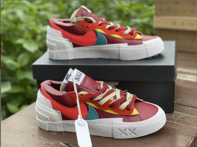 Sacai x KAWS x Blazer Low Team Red Shoes Sneakers