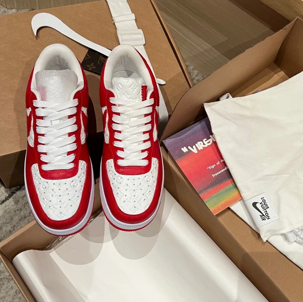 LV x Air Force 1 Virgil Abloh White Red Shoes Sneakers