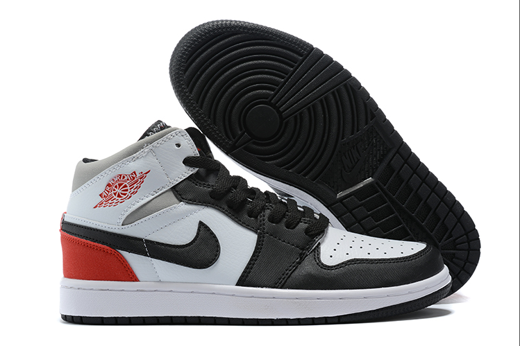 Air Jordan 1 Mid Red Grey Black Toe
