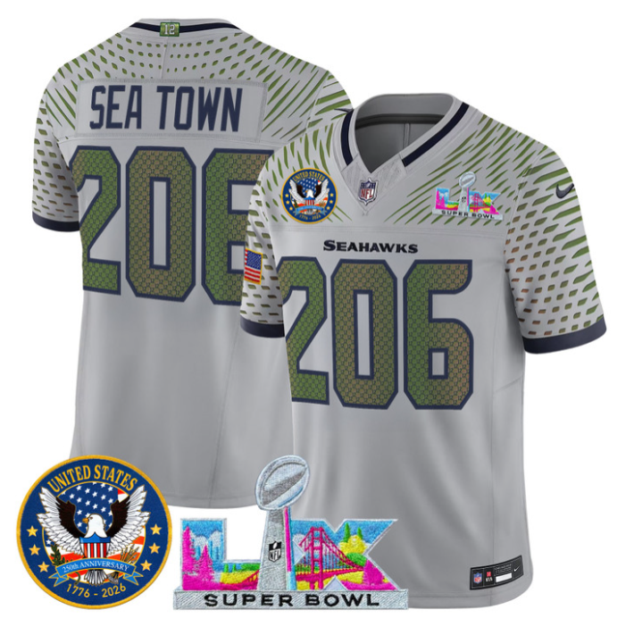 Sea Town Jersey #206 Super Bowl LX United States 250th Patch Stitched