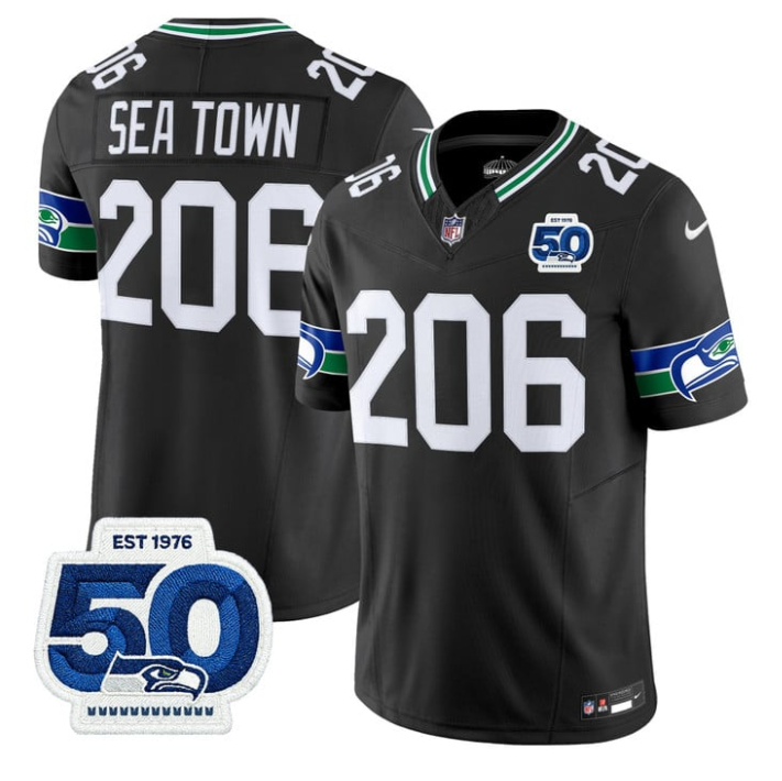 Sea Town Jersey #206 Throwback 50th Anniversary Patch Stitched