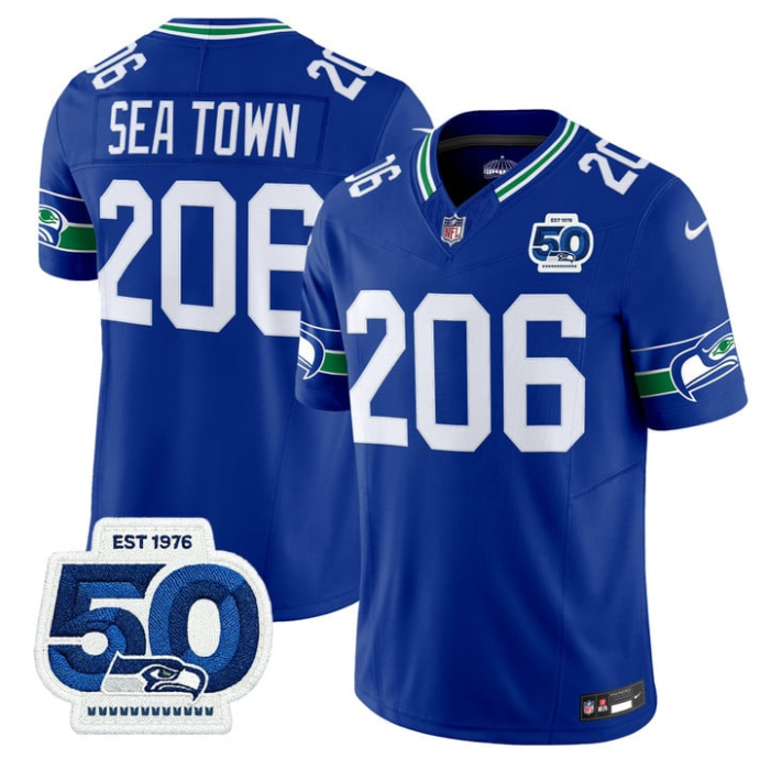 Sea Town Jersey #206 Throwback 50th Anniversary Patch Stitched