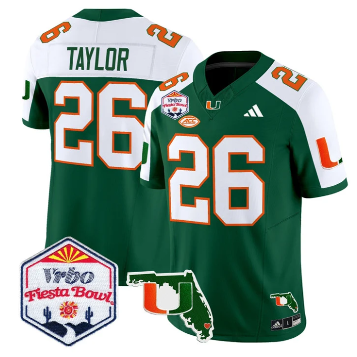 Sean Taylor Jersey #26 Miami Hurricanes 2026 Fiesta Bowl Florida Green Alternate