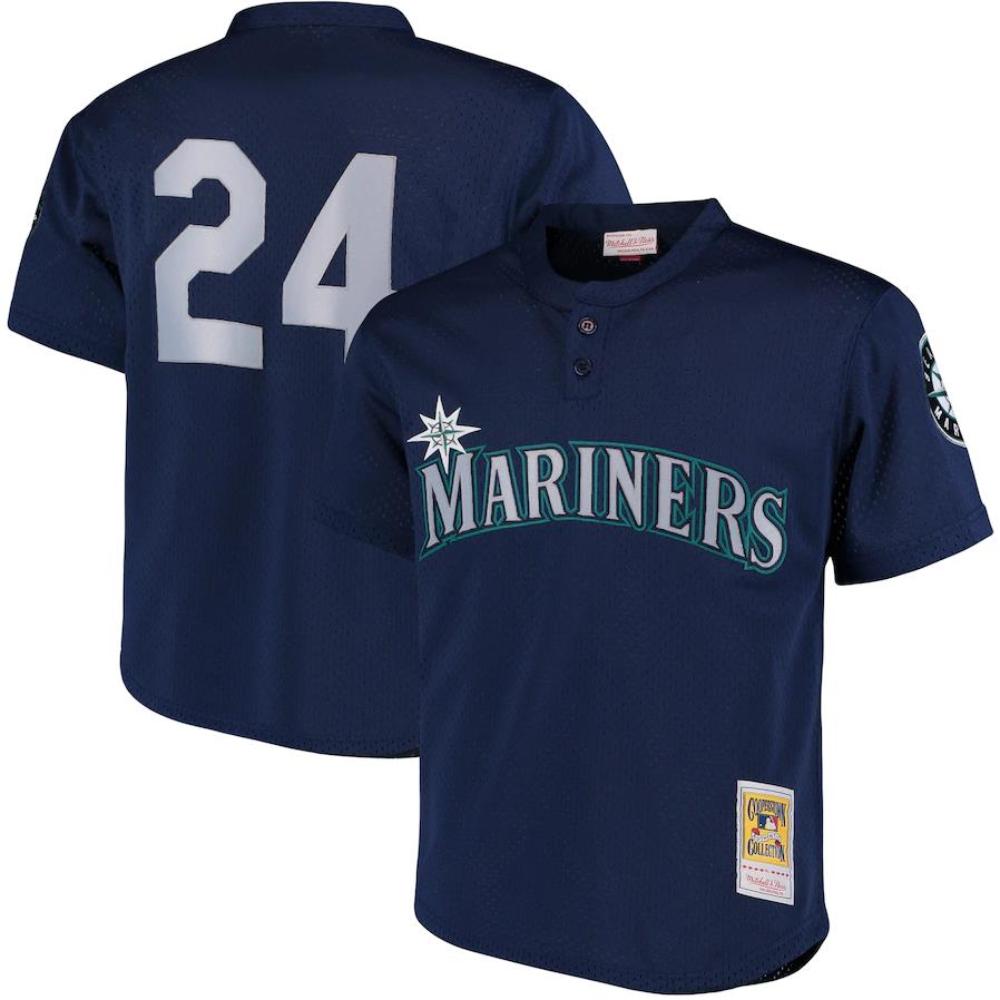 Seattle Mariners Ken Griffey Jr. Navy Throwback Mesh Pullover Jersey