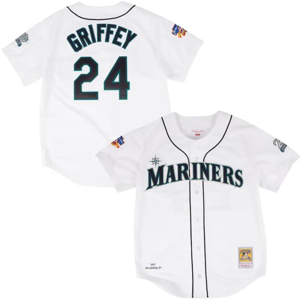 Seattle Mariners Ken Griffey Jr. White 1997 Throwback Jersey