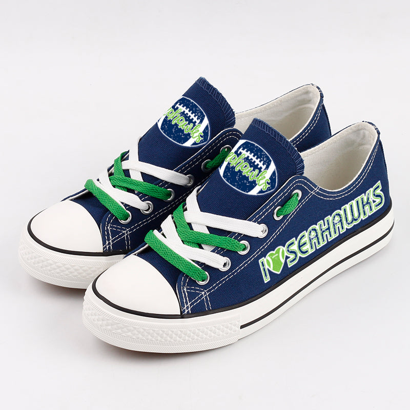 Seattle Seahawks Low Top Canvas Sport Sneakers Shoes For Men Women Fans