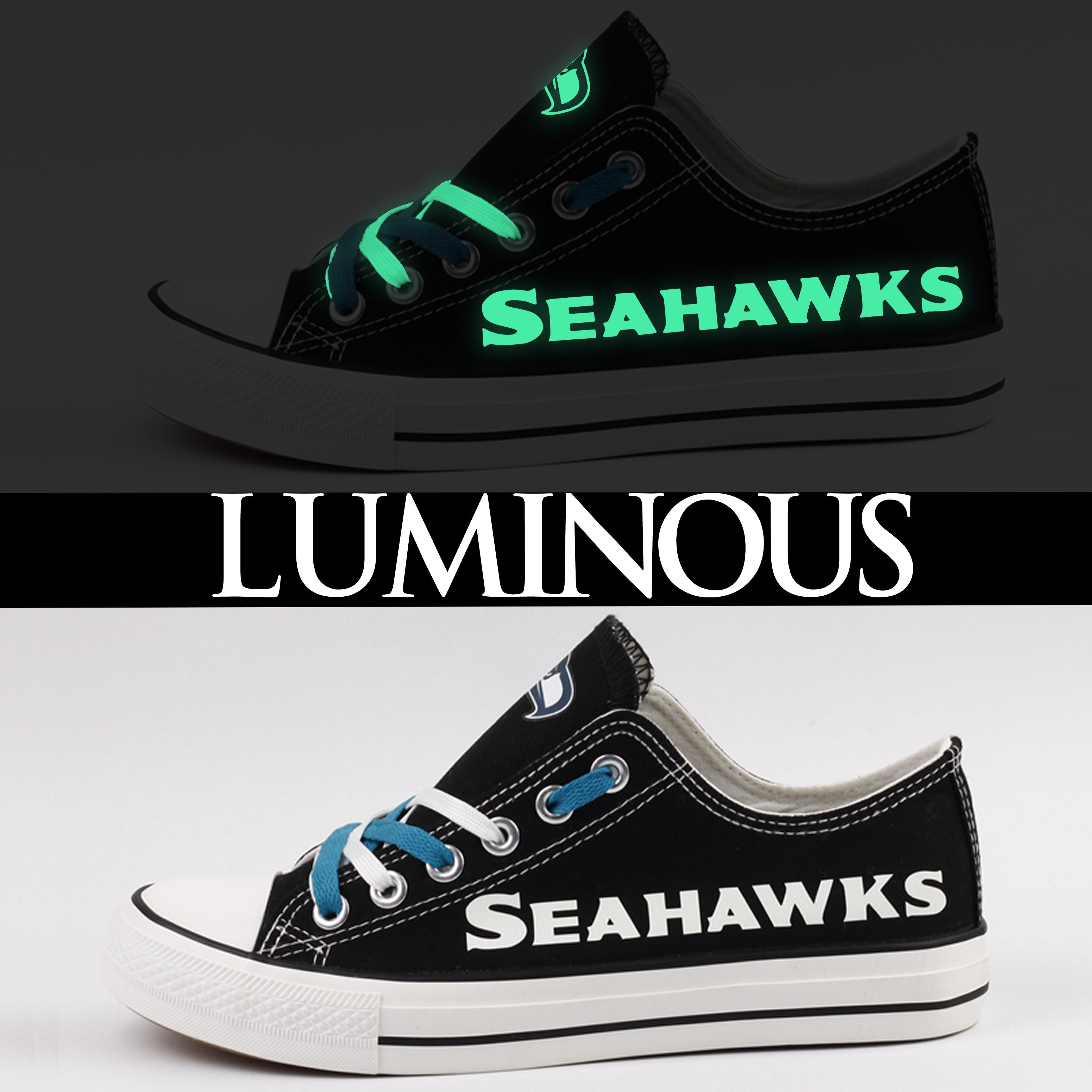 Seattle Seahawks Low Top Canvas Sport Sneakers Shoes For Men Women Fans