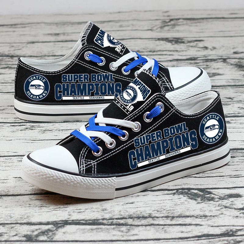 Seattle Seahawks Low Top Canvas Sport Sneakers Shoes For Men Women Fans