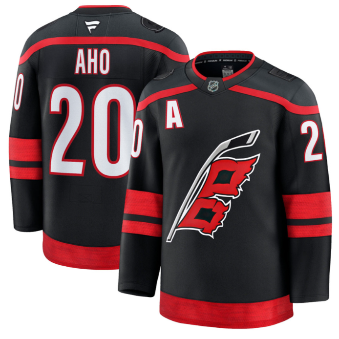 Sebastian Aho Jersey #20 Carolina Hurricanes Premium All Stitched Black