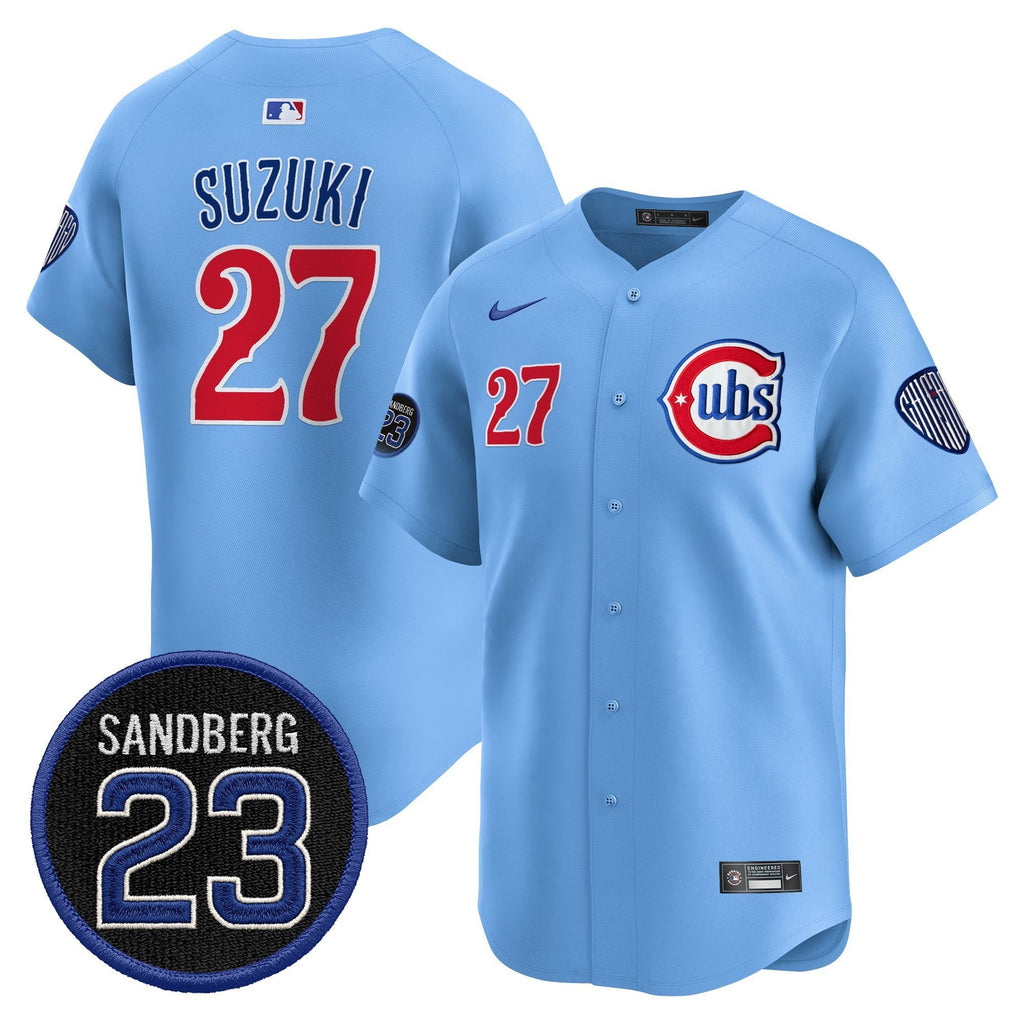 Seiya Suzuki Jersey #27 Chicago Cubs Ryne Sandberg Tribute Stitched Blue
