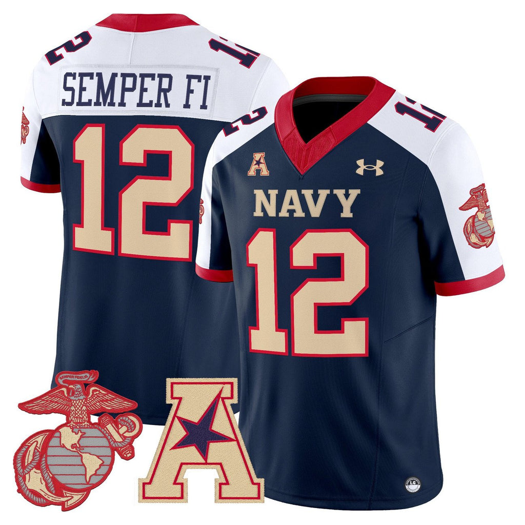 Semper Fi Jersey #12 Navy Midshipmen Vapor USMC Premier Stitched