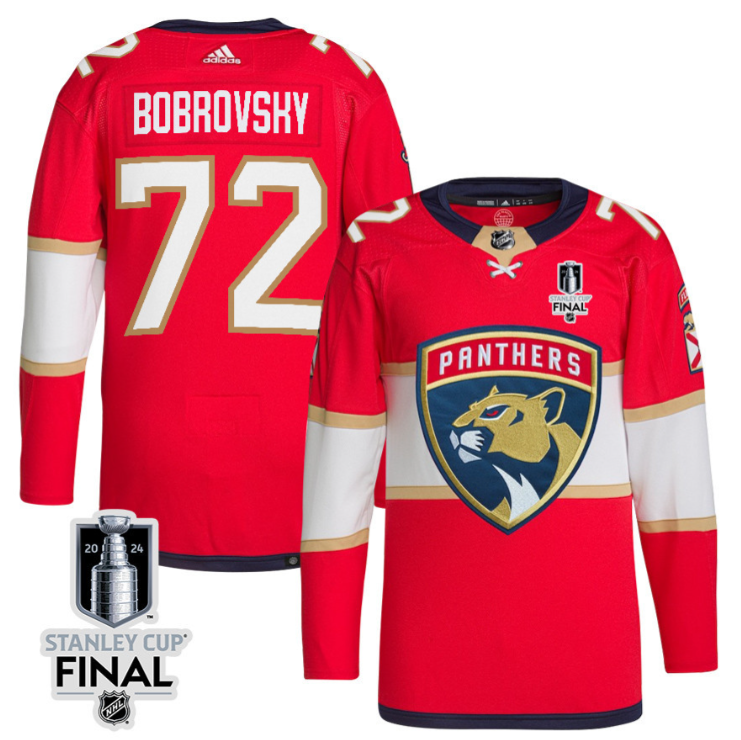 Sergei Bobrovsky 72 Florida Panthers 2024 STANLEY CUP Final Home Breakaway Jersey Men, Red (Copy)