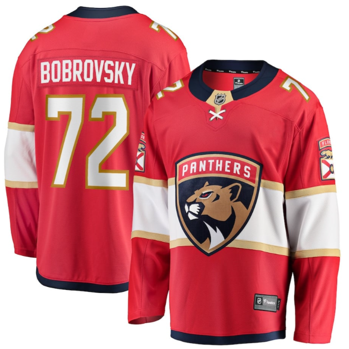 Sergei Bobrovsky 72 Florida Panthers 2025 Stanley Cup Final Home Breakaway Men Jersey Red