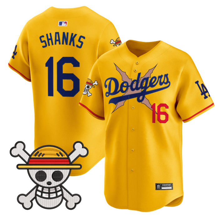 Shanks Jersey #16 Los Angeles Dodgers One Piece 2025 Vapor Stitched Gold