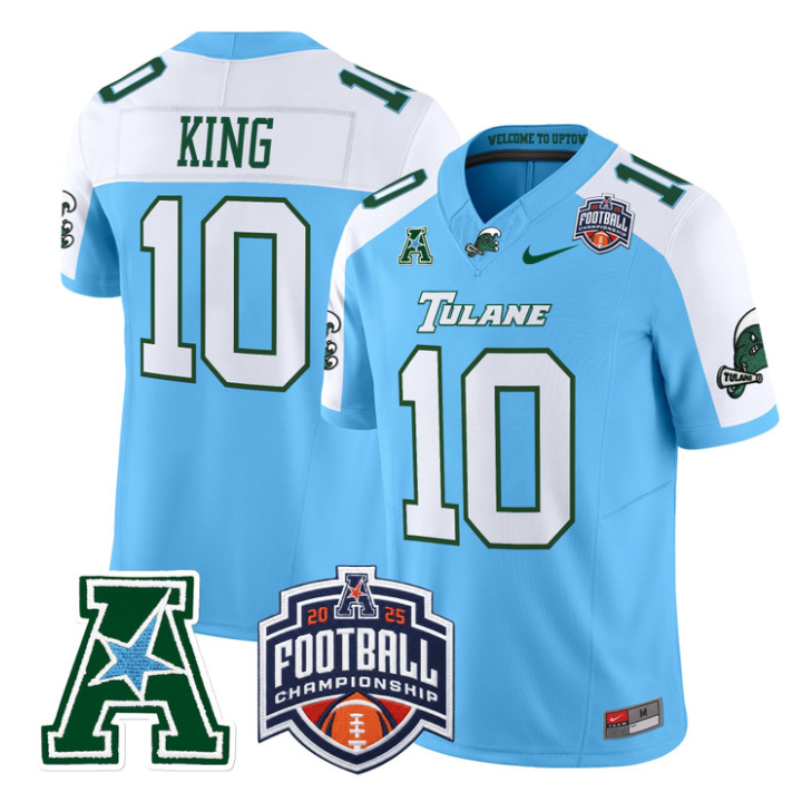 Shaun King Jersey #10 Tulane Green Wave 2025 AAC Championship Stitched