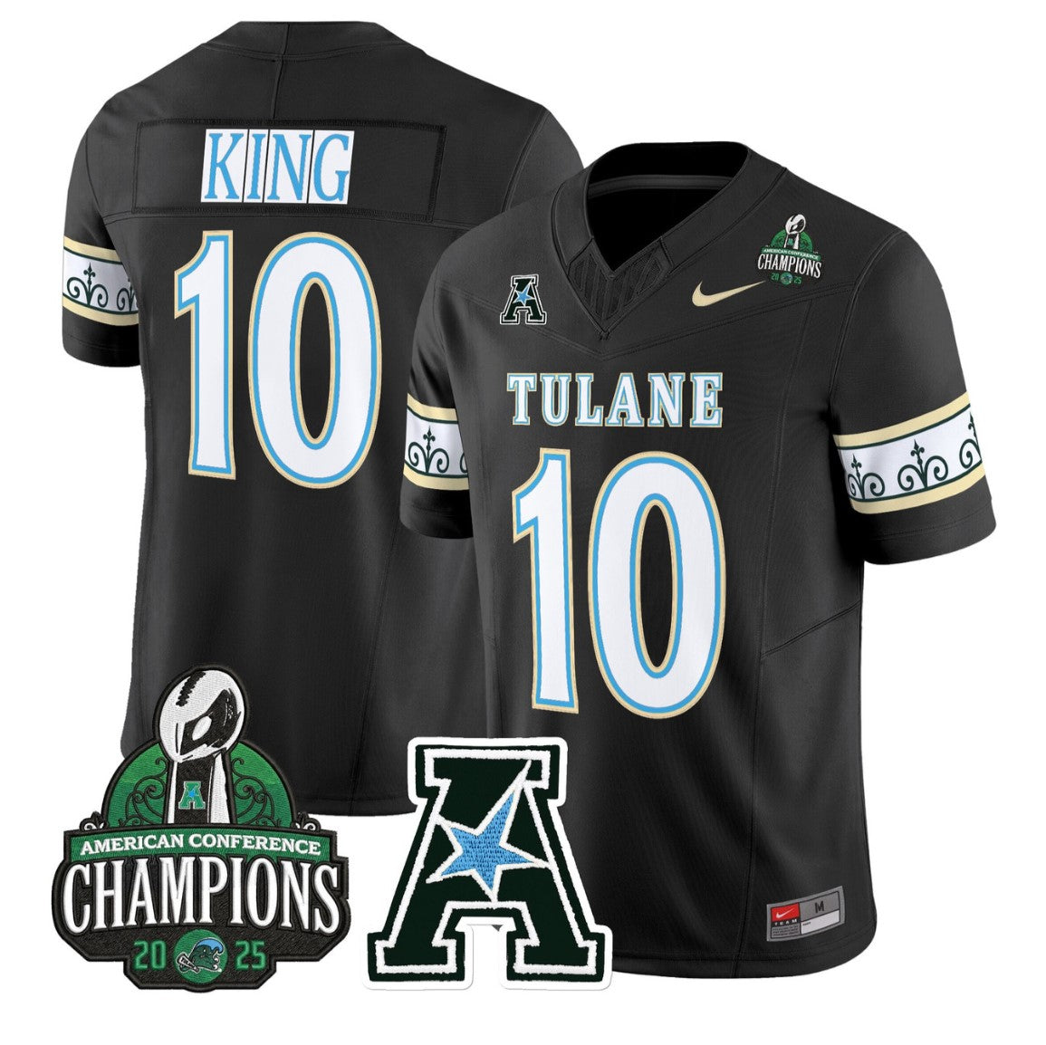 Shaun King Jersey #10 Tulane Green Wave City Edition 2025 AAC Champions