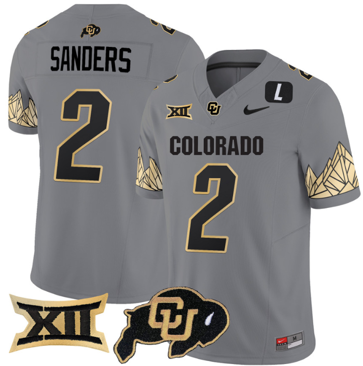 Shedeur Sanders Jersey #2 Colorado Buffaloes Vapor Limited Football Gray