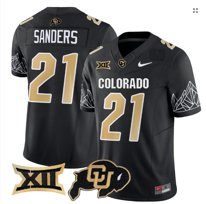 Shilo Sanders Jersey #21 Colorado Buffaloes Football Black Home