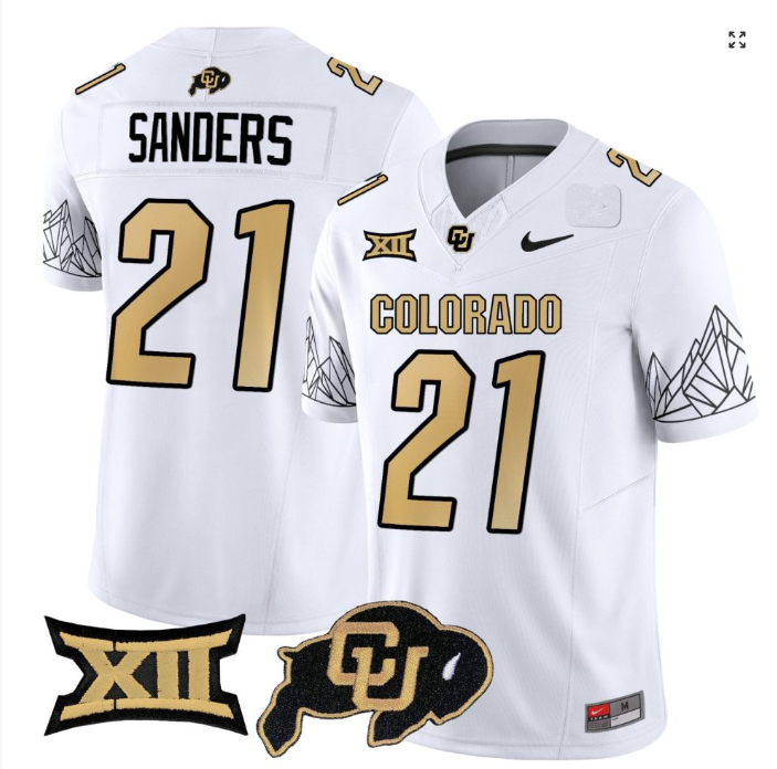 Shilo Sanders Jersey #21 Colorado Buffaloes Football White Home