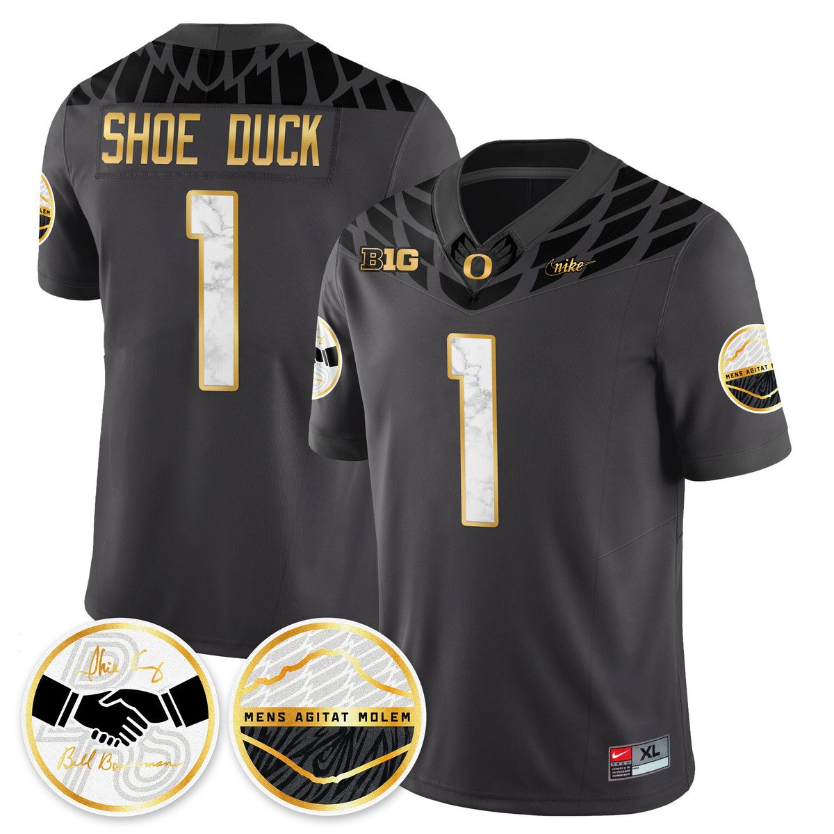 Shoe Duck Jersey #1 Oregon Ducks 2025 Shoe Duck Stitched Black