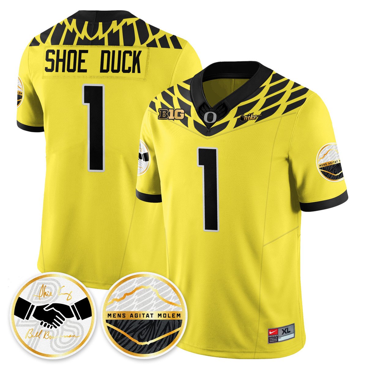 Shoe Duck Jersey #1 Oregon Ducks 2025 Shoe Duck Stitched Yellow