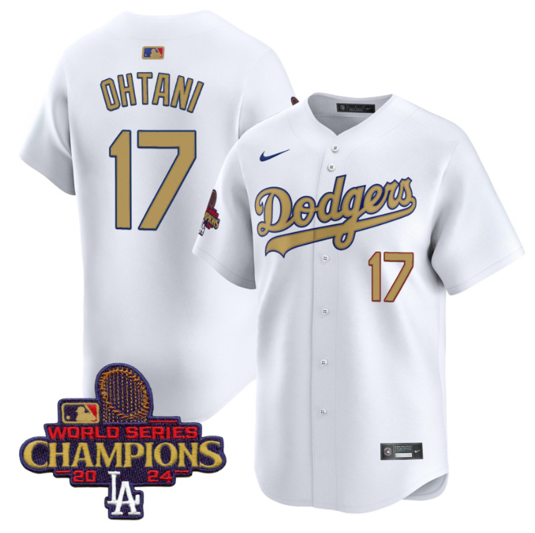 Shohei Ohtani Jersey #17 Dodgers 2025 Gold Vapor Premier Stitched White