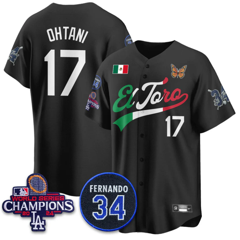 Shohei Ohtani Jersey #17 Dodgers Mexican El Toro For 34 Stitched Black