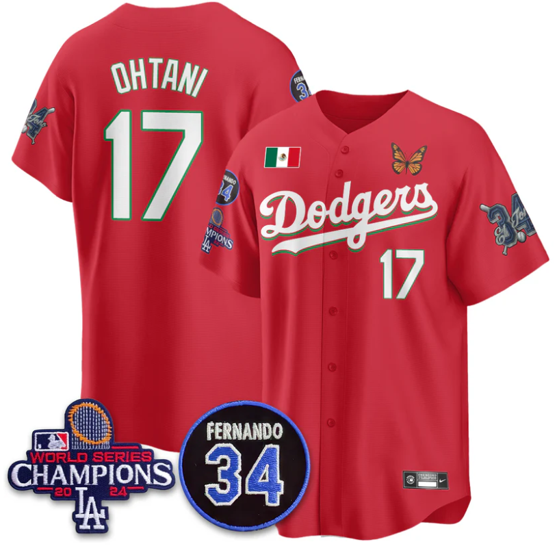 Shohei Ohtani Jersey #17 Los Angeles Dodgers Mexican For 34 Stitched Red