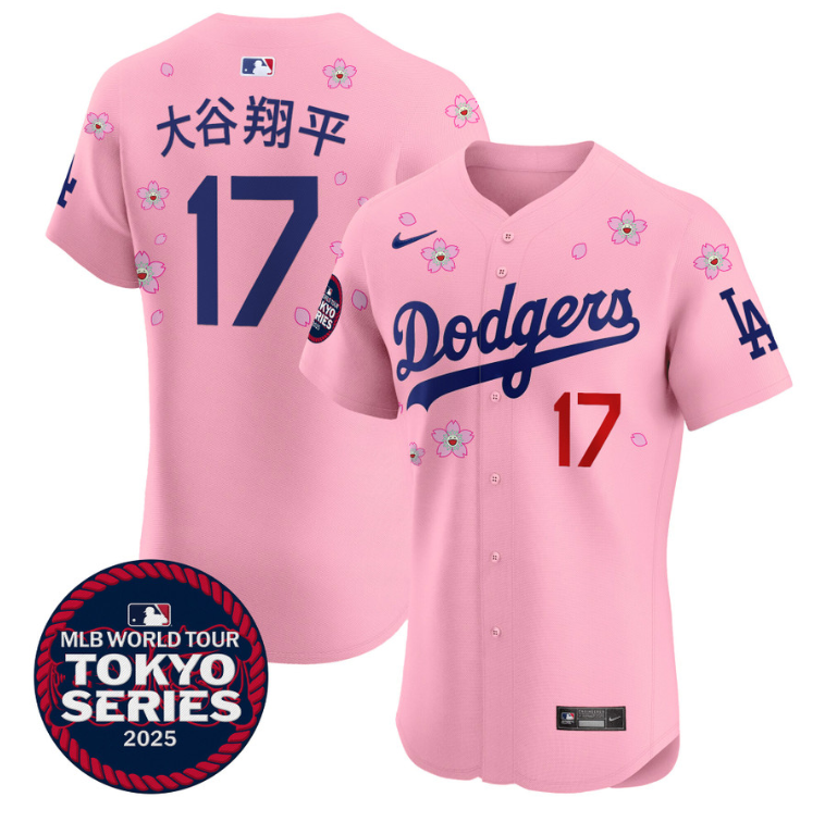 Shohei Ohtani (Kanji) Jersey #17 Dodgers Tokyo Series 2025 Vapor Premier Elite Cherry Blossom