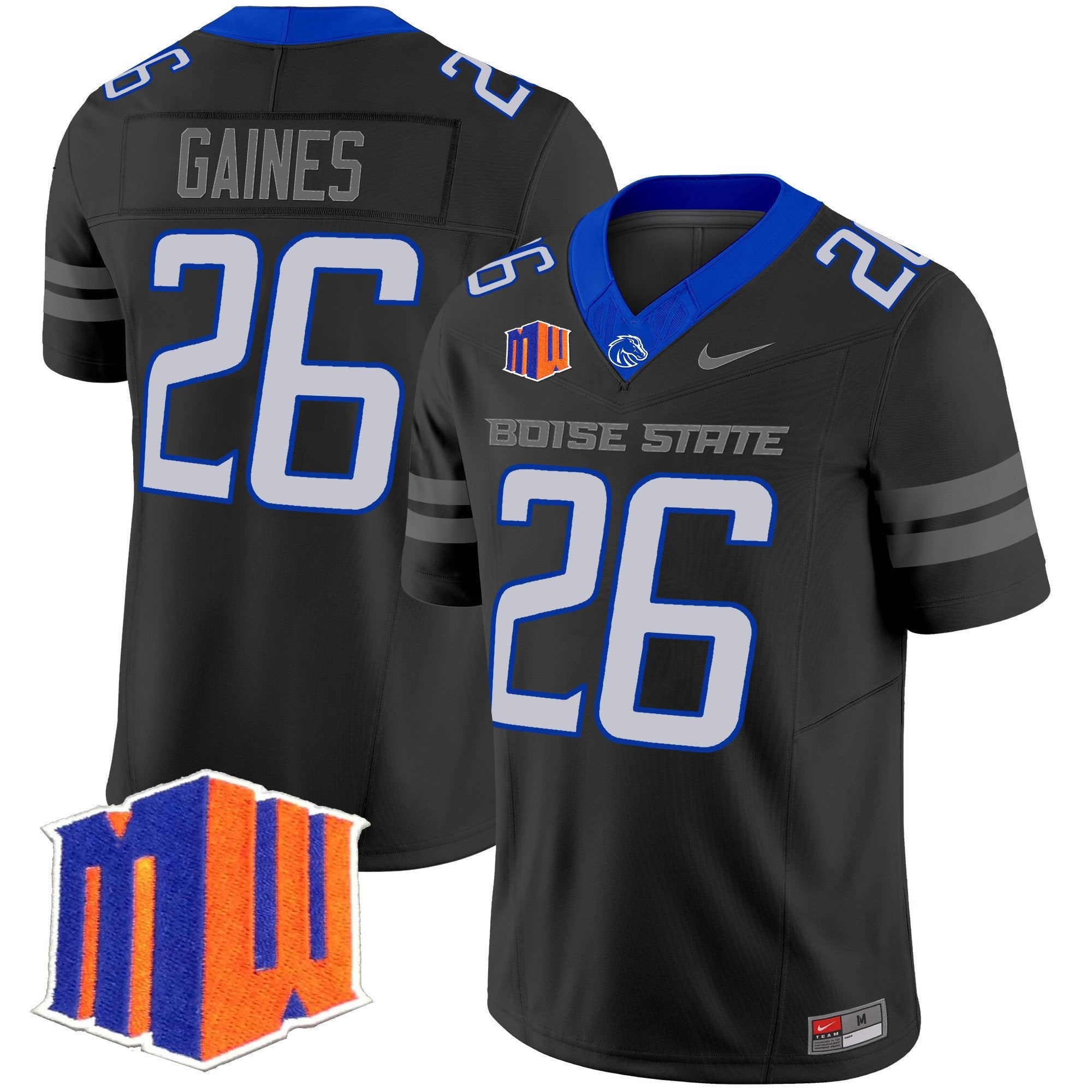 Sire Gaines Jersey #26 Boise State Broncos 2025 Vapor Stitched Black