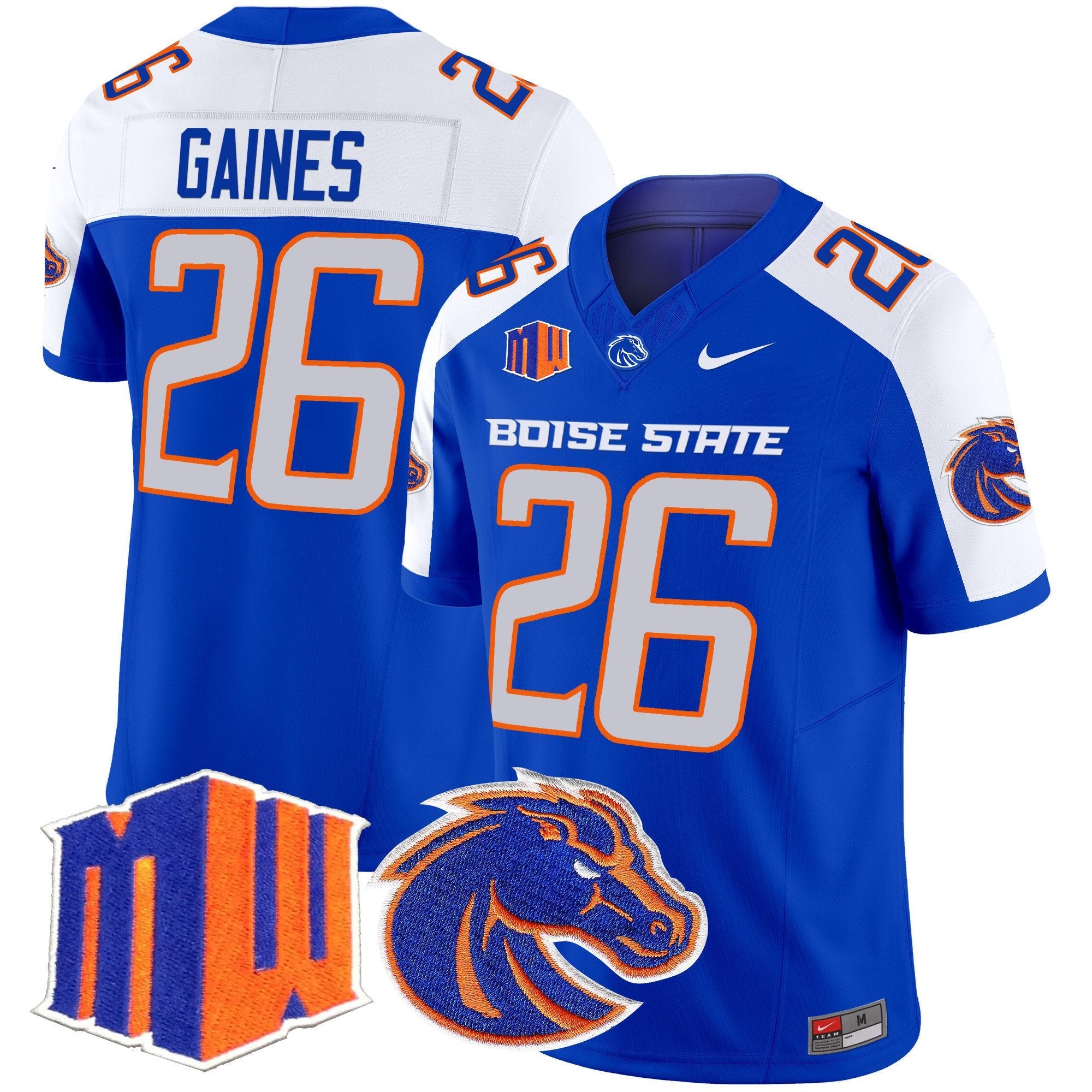 Sire Gaines Jersey #26 Boise State Broncos 2025 Vapor Stitched Royal Alternate