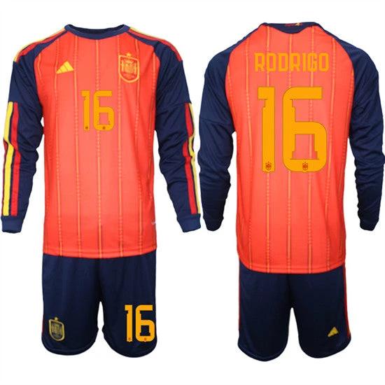 Spain #16 RODRIGO Jersey National Team x World Cup 2026 Long Sleeve Home Red On Field Soccer