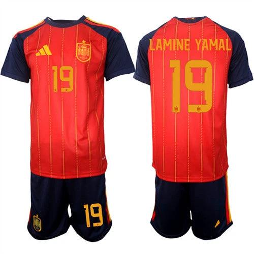 Spain #19 LAMINE YAMAL Jersey National Team x World Cup 2026 Home Red On Field Soccer