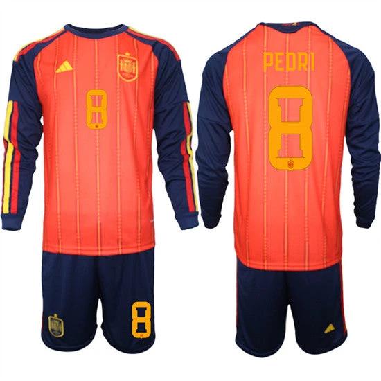 Spain #8 PEDRD Jersey National Team x World Cup 2026 Long Sleeve Home Red On Field Soccer
