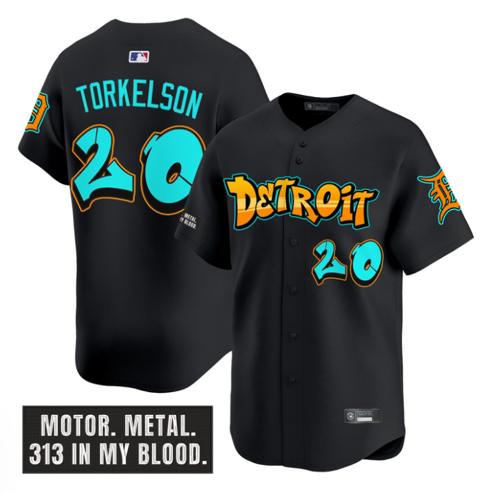 Spencer Torkelson Jersey #20 Detroit Tigers Graffiti Motor City Edition Black