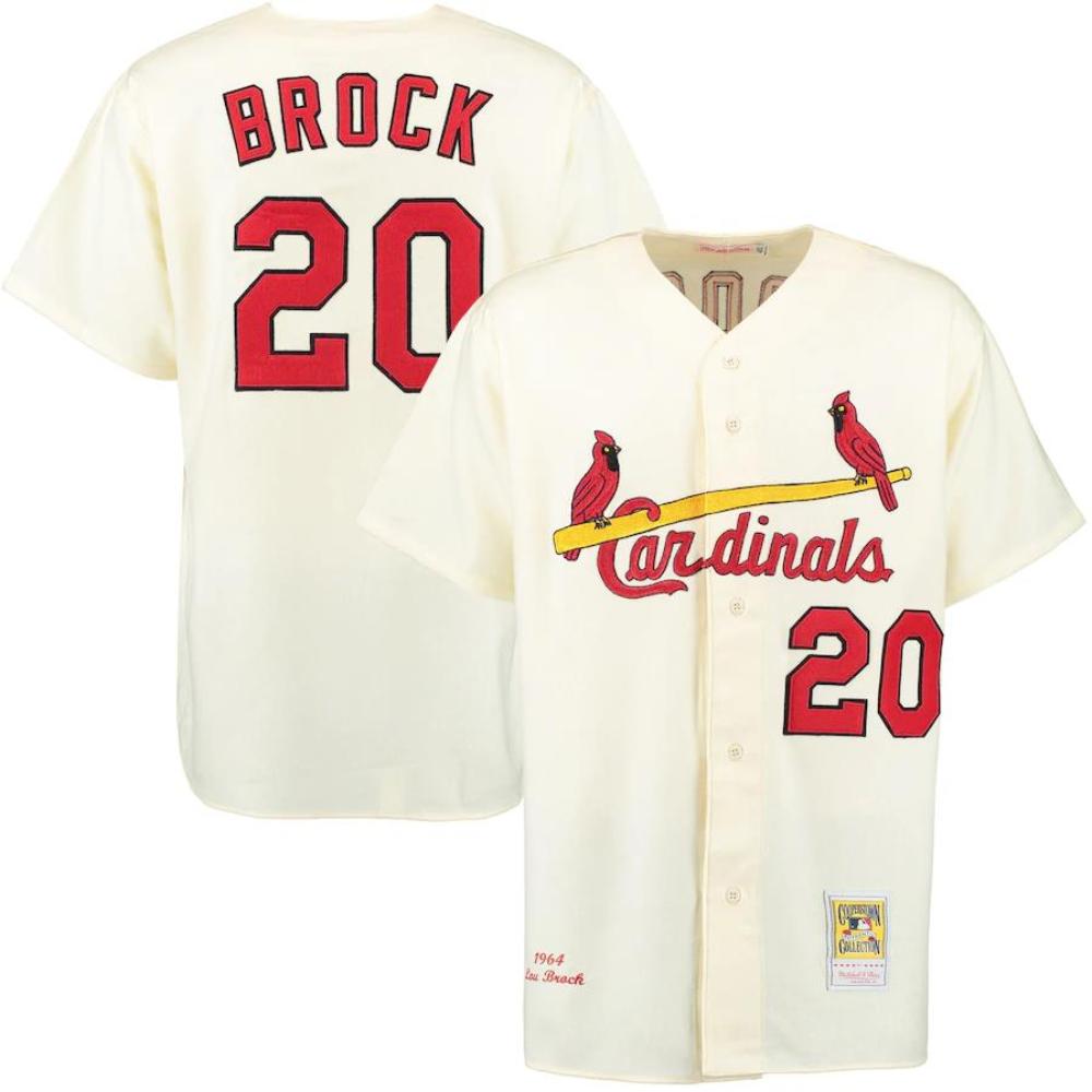 St. Louis Cardinals Lou Brock Cream 1964 Throwback Jersey