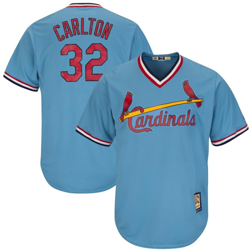 St. Louis Cardinals Steve Carlton Blue Throwback Pullover Jersey