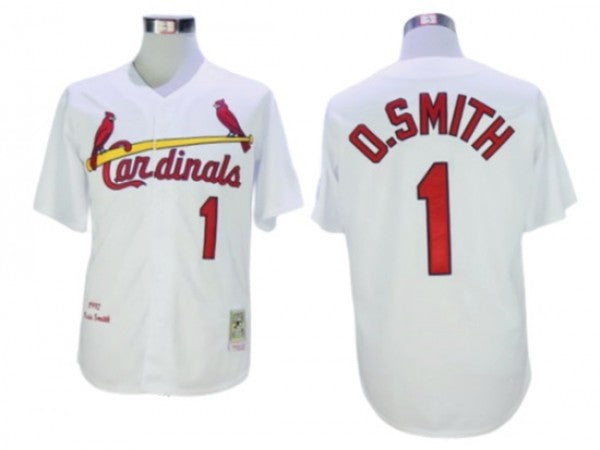 St. Louis Cardinals #1 Ozzie Smith White Cooperstown Collection Jersey