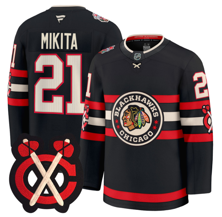 Stan Mikita Jersey #21 Chicago Blackhawks Winter Classic Patch Stitched Black