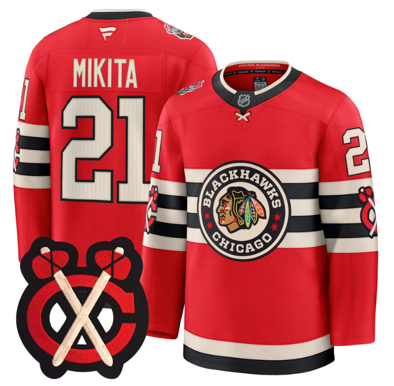 Stan Mikita Jersey #21 Chicago Blackhawks Winter Classic Patch Stitched Red