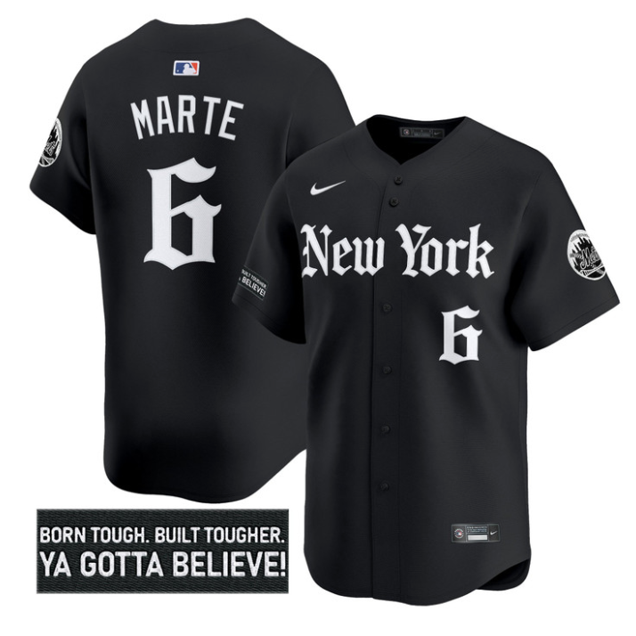 Starling Marte Jersey #6 New York Mets Gothic Borough Edition Stitched Black