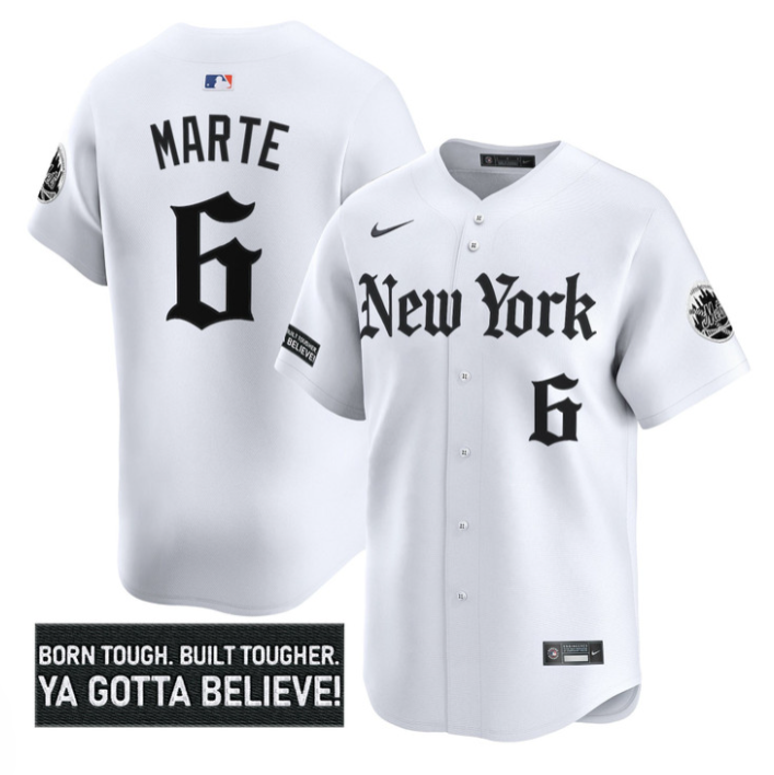 Starling Marte Jersey #6 New York Mets Gothic Borough Edition Stitched White