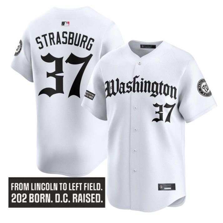 Stephen Strasburg Jersey #37 Washington Nationals Gothic Capitol Edition White