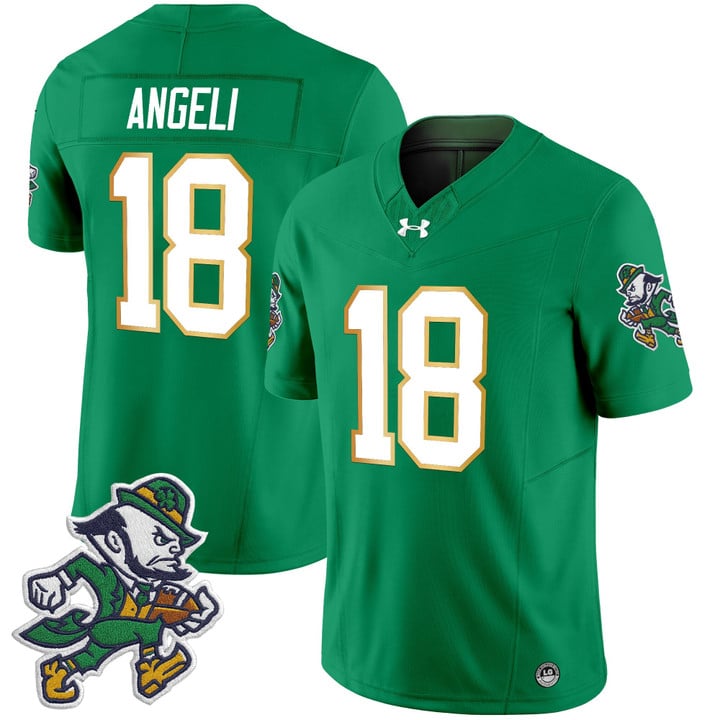 Steve Angeli Jersey #18 Notre Dame 2025 Gridiron Leprechaun Edition Green