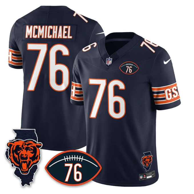 Steve McMichael Jersey #76 Honor Steve McMichael All Stitched Navy