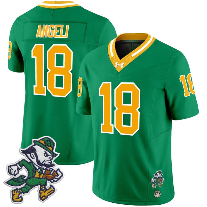 Steve Angeli Jersey #18 Notre Dame 2025 Gridiron Leprechaun Edition Throwback
